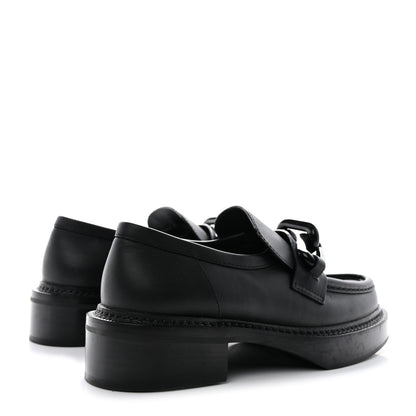 Louis Vuitton Calfskin Oversized Chain Academy Loafers 38 Black 4 of 10