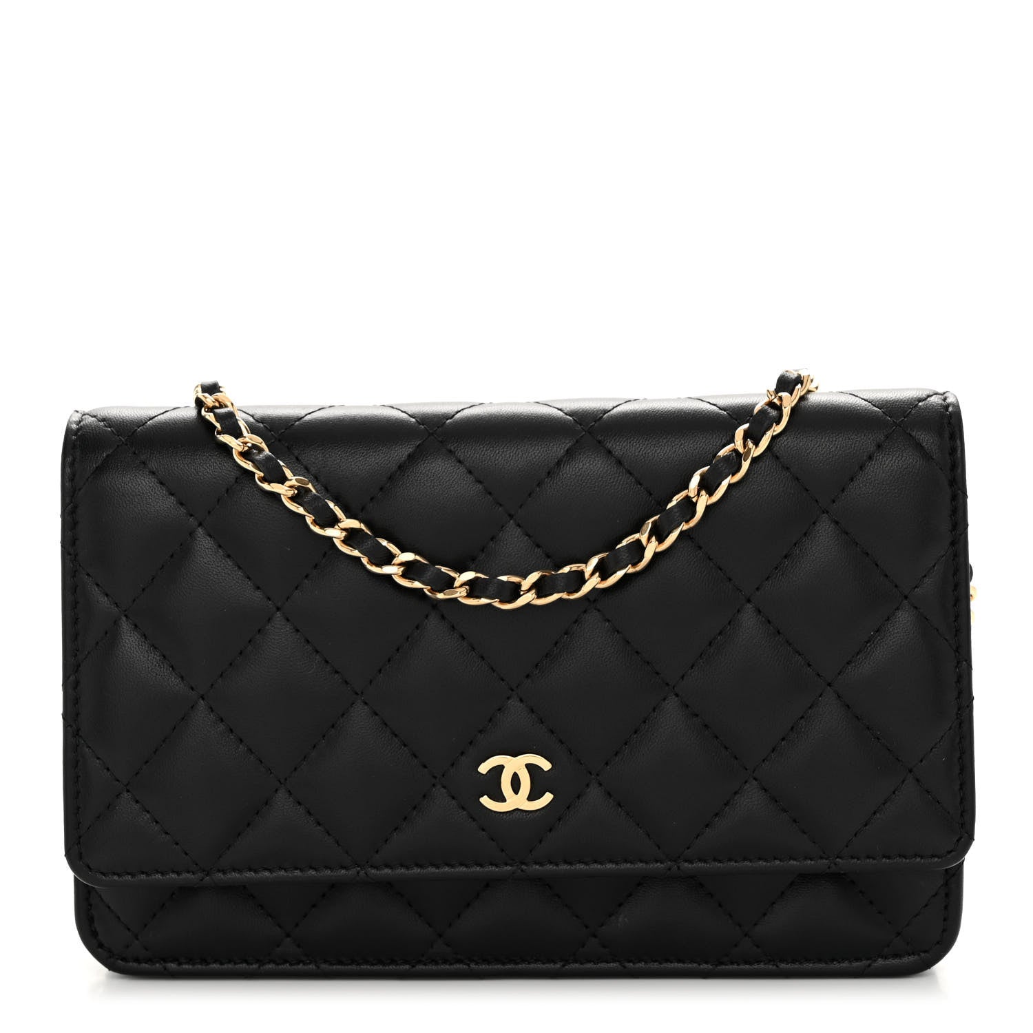 Chanel Lambskin Quilted Wallet On Chain WOC Black 1 of 12