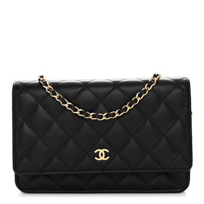 Chanel Lambskin Quilted Wallet On Chain WOC Black 1 of 12