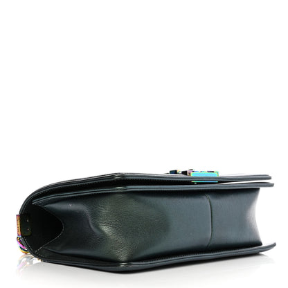 Chanel Iridescent Goatskin Quilted Medium Boy Flap Green 4 of 14