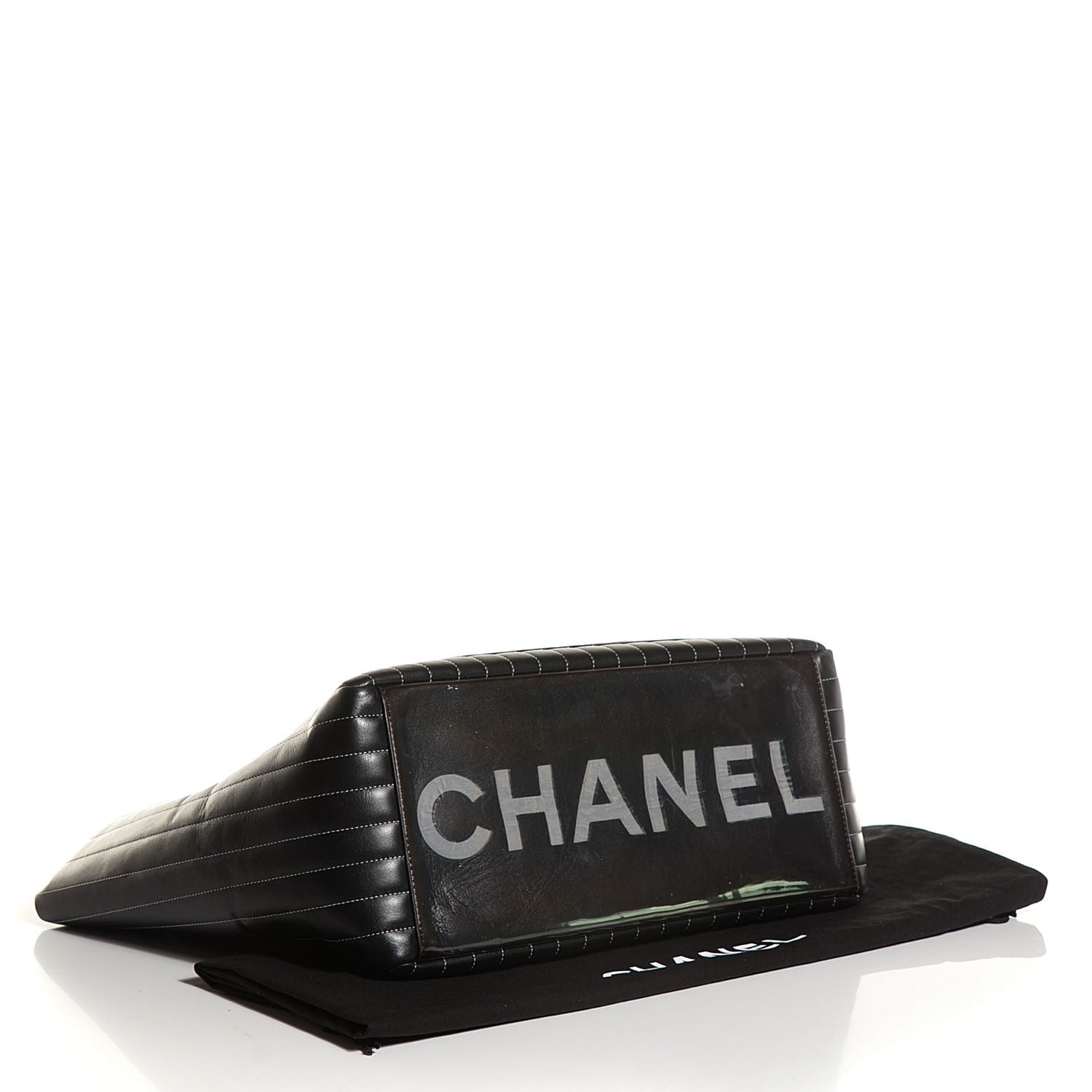 Chanel Lambskin Vertical Quilted Large Mademoiselle Tote Black 4 of 7