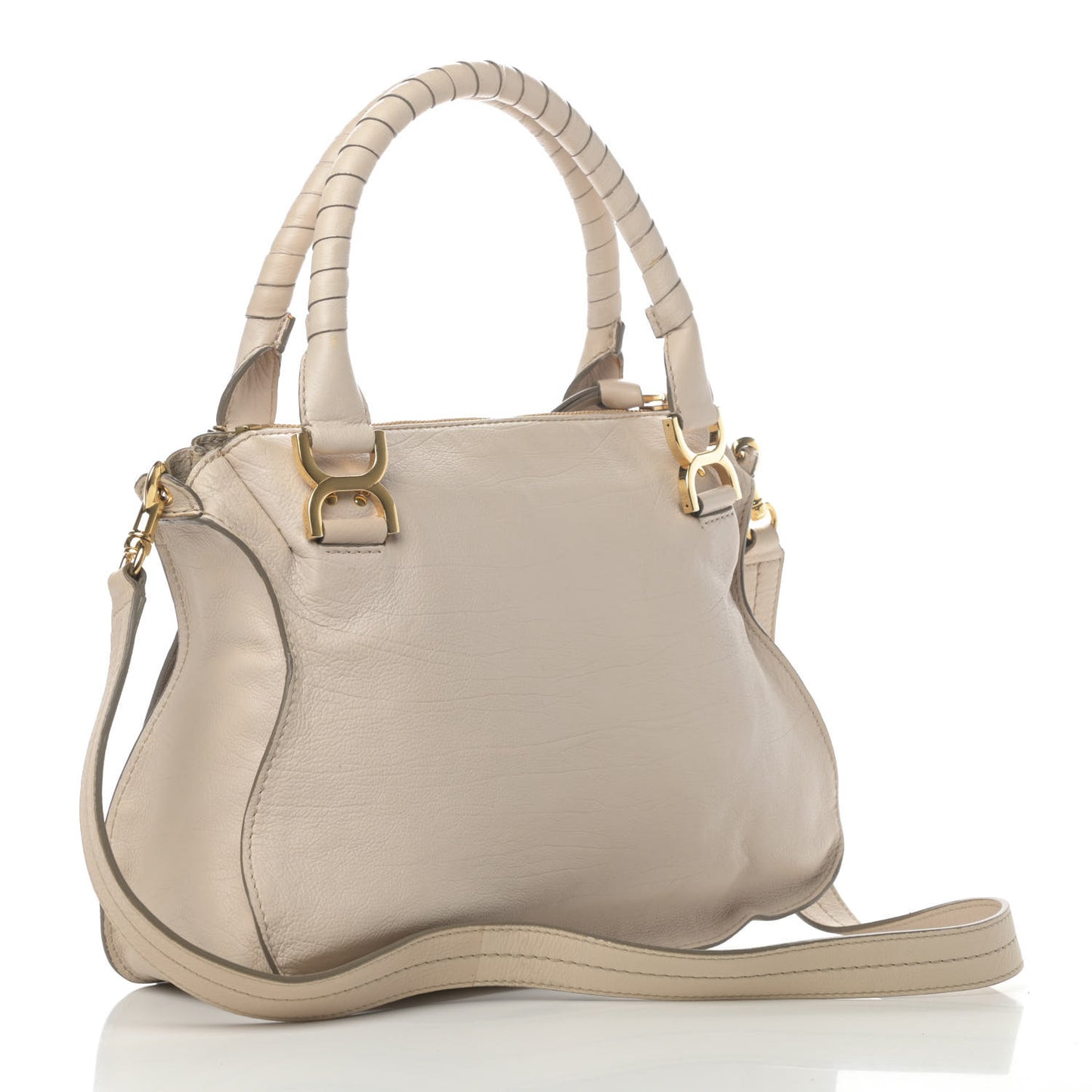 Calfskin Medium Marcie Nude Satchel Beige