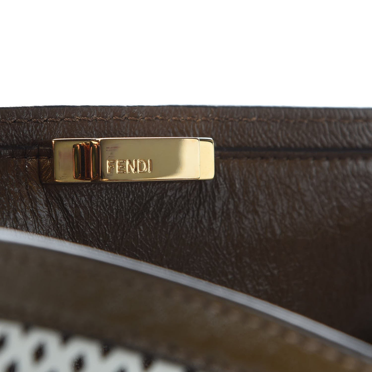 Fendi Vitello Liberty Glossy Lambskin Perforated Large Peekaboo X-Lite White Ice Rust Maya 8 of 8