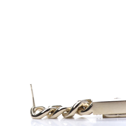 Chanel Crystal Dog Tag Charm Earrings Gold 5 of 6