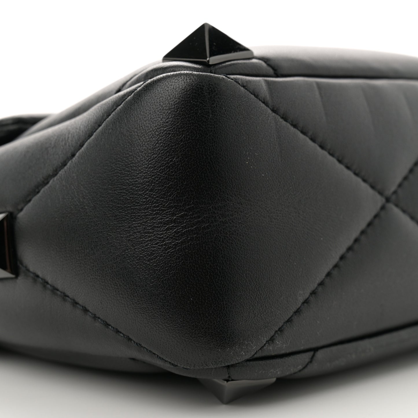 Nappa Monochrome Medium Roman Stud Shoulder Bag Black