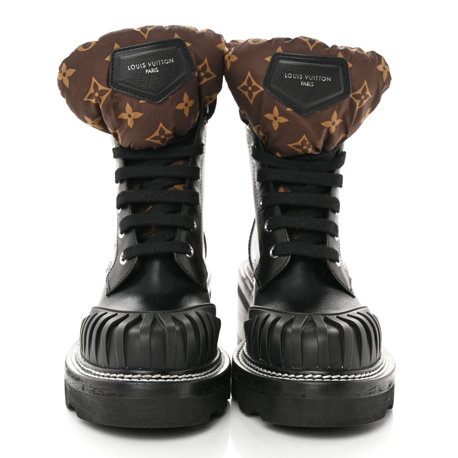 Louis Vuitton Calfskin Monogram Nylon LV Beaubourg Ankle Boots 37.5 Black 2 of 8
