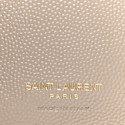 Saint Laurent Grain De Poudre Matelasse Chevron Monogram Compact Tri Fold Wallet Dark Beige 6 of 13