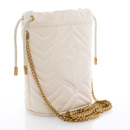 Gucci Calfskin Matelasse Mini GG Marmont 2.0 Bucket Bag White 2 of 8