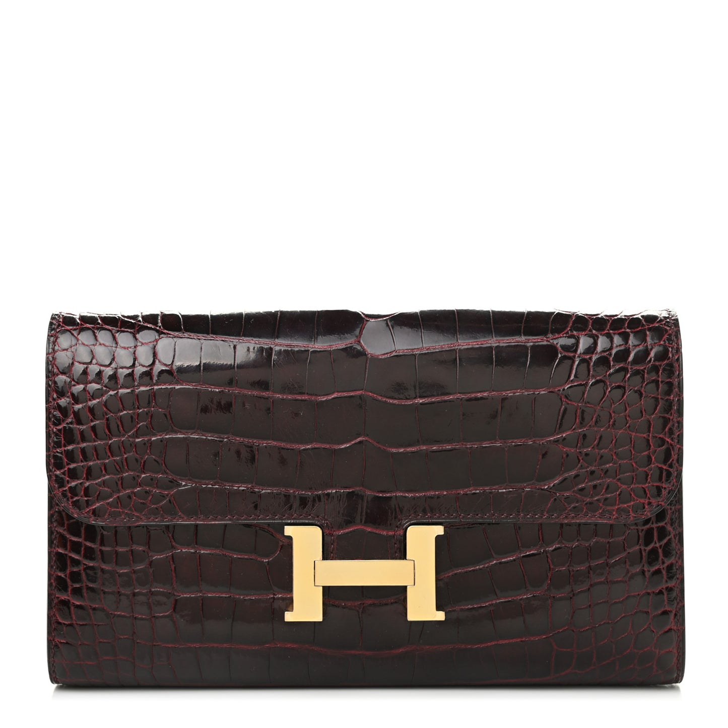 Shiny Alligator Constance Long Wallet Bordeaux