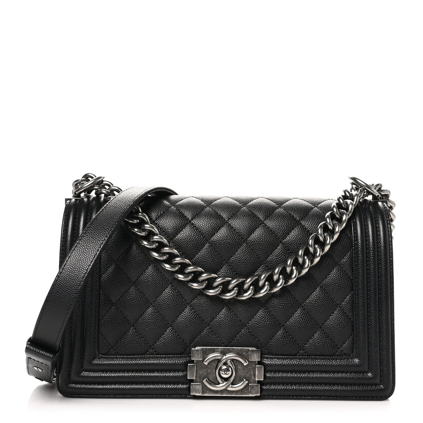 Caviar Quilted Medium Boy Flap Black