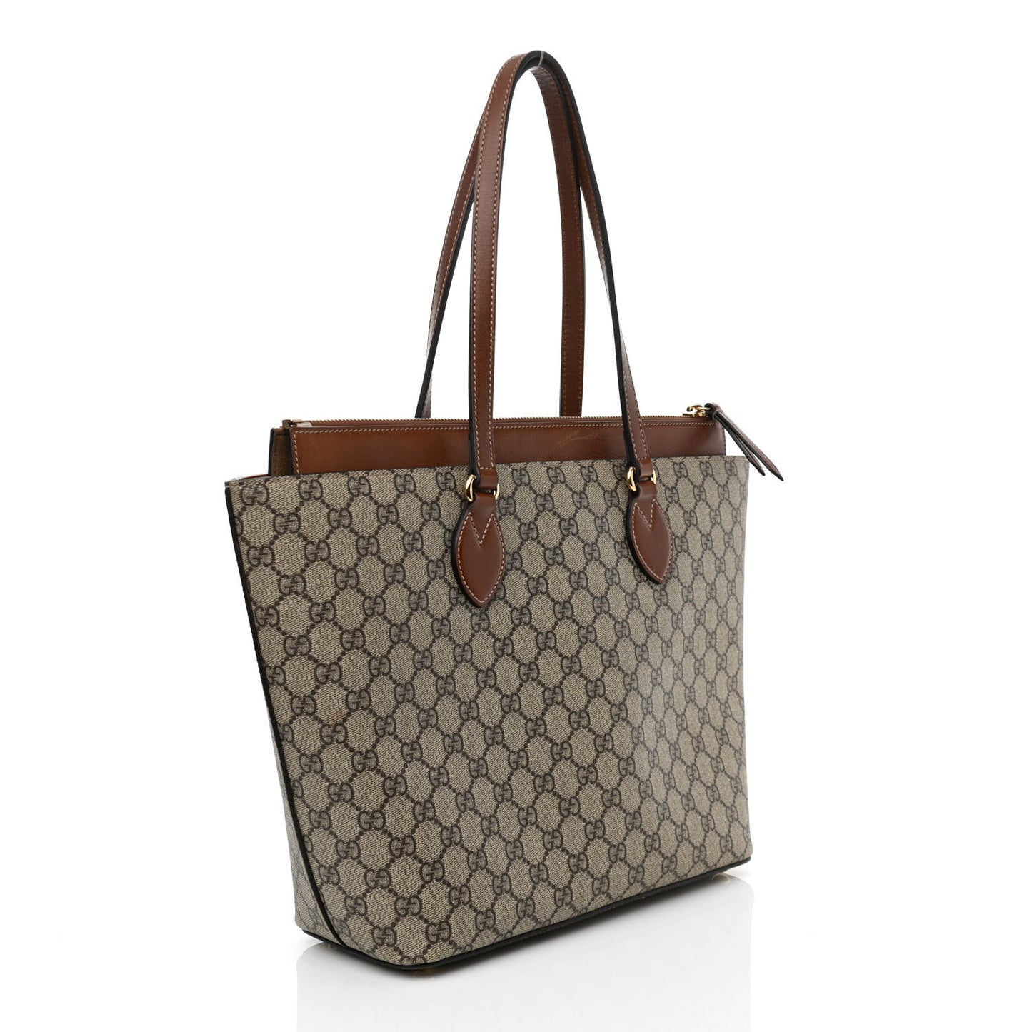 GG Supreme Monogram Medium Zippered Bucket Tote Beige Tuscany