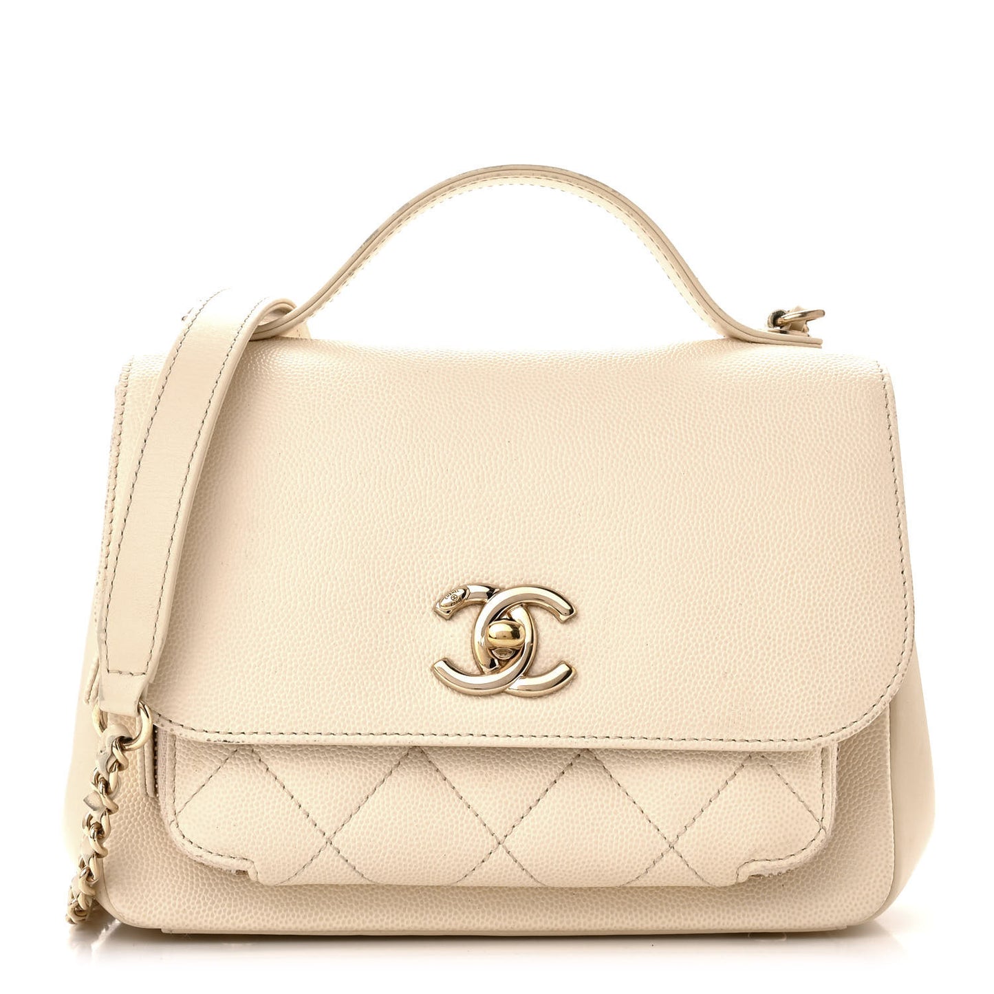 Caviar Quilted Small Business Affinity Flap White