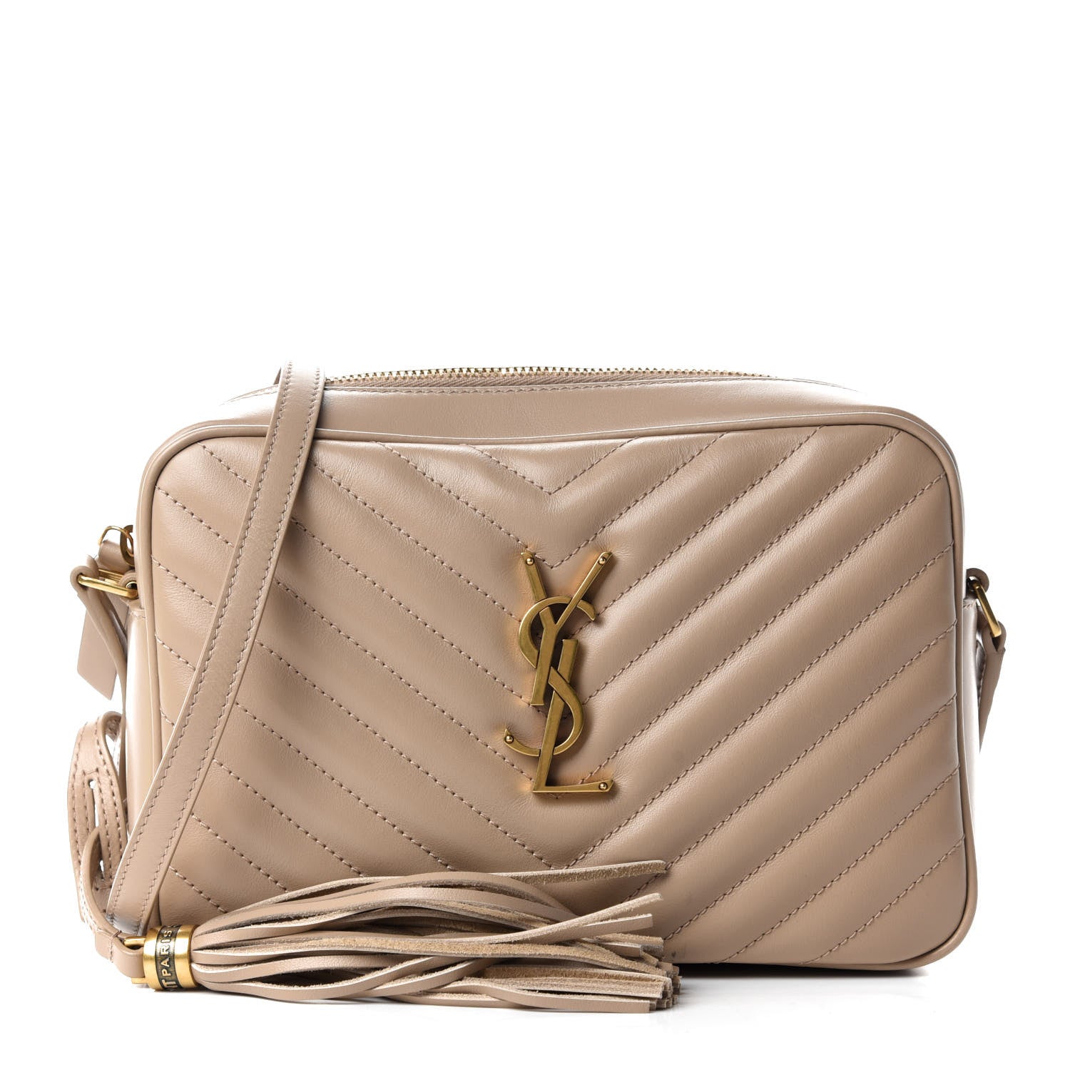 Saint Laurent Calfskin Matelasse Monogram Lou Camera Bag Dark Beige 1 of 10