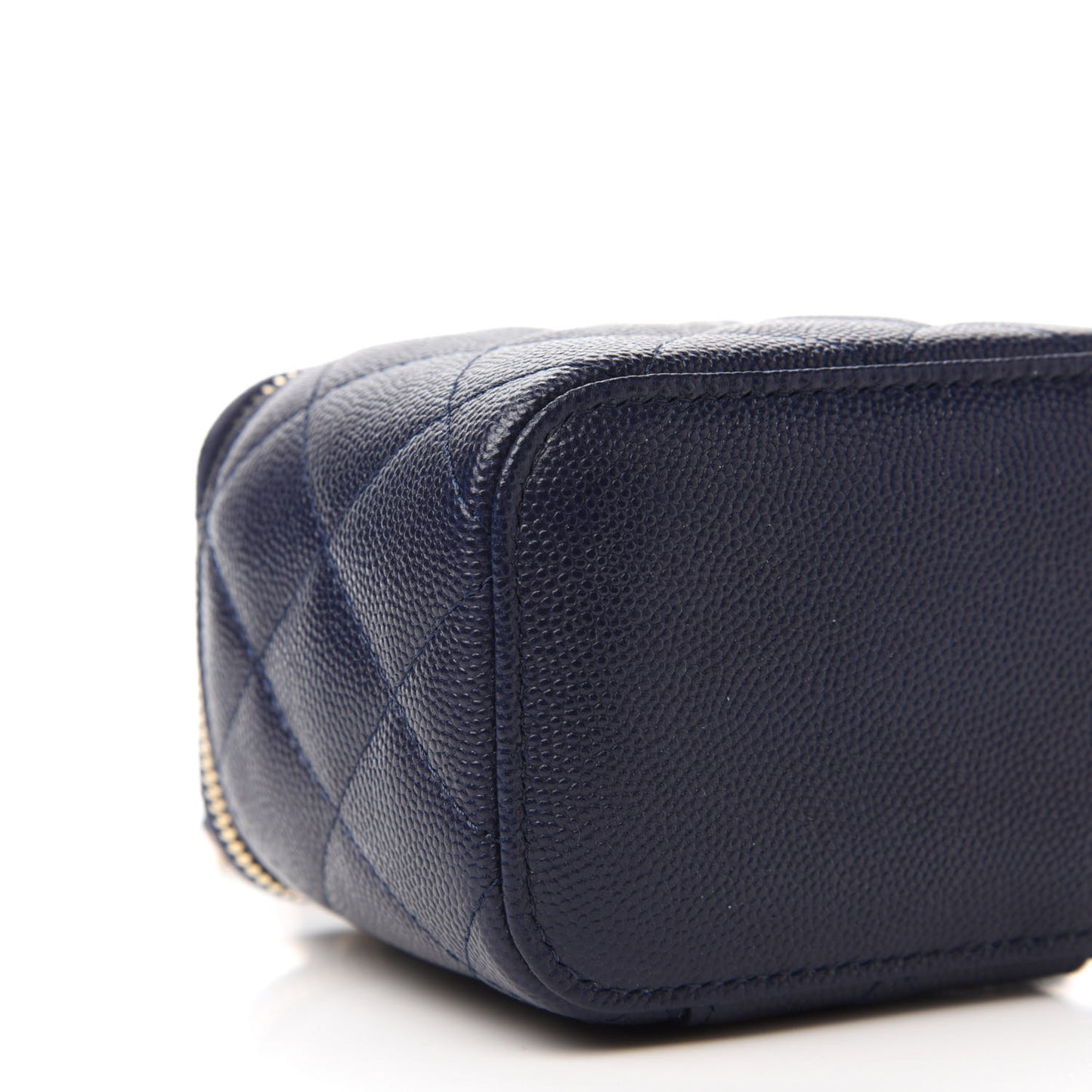 Caviar Quilted Mini Vanity Case With Chain Navy