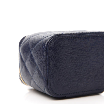 Chanel Caviar Quilted Mini Vanity Case With Chain Navy 6 of 11