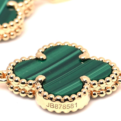 Van Cleef & Arpels 18K Yellow Gold Malachite 5 Motifs Vintage Alhambra Bracelet 5 of 6
