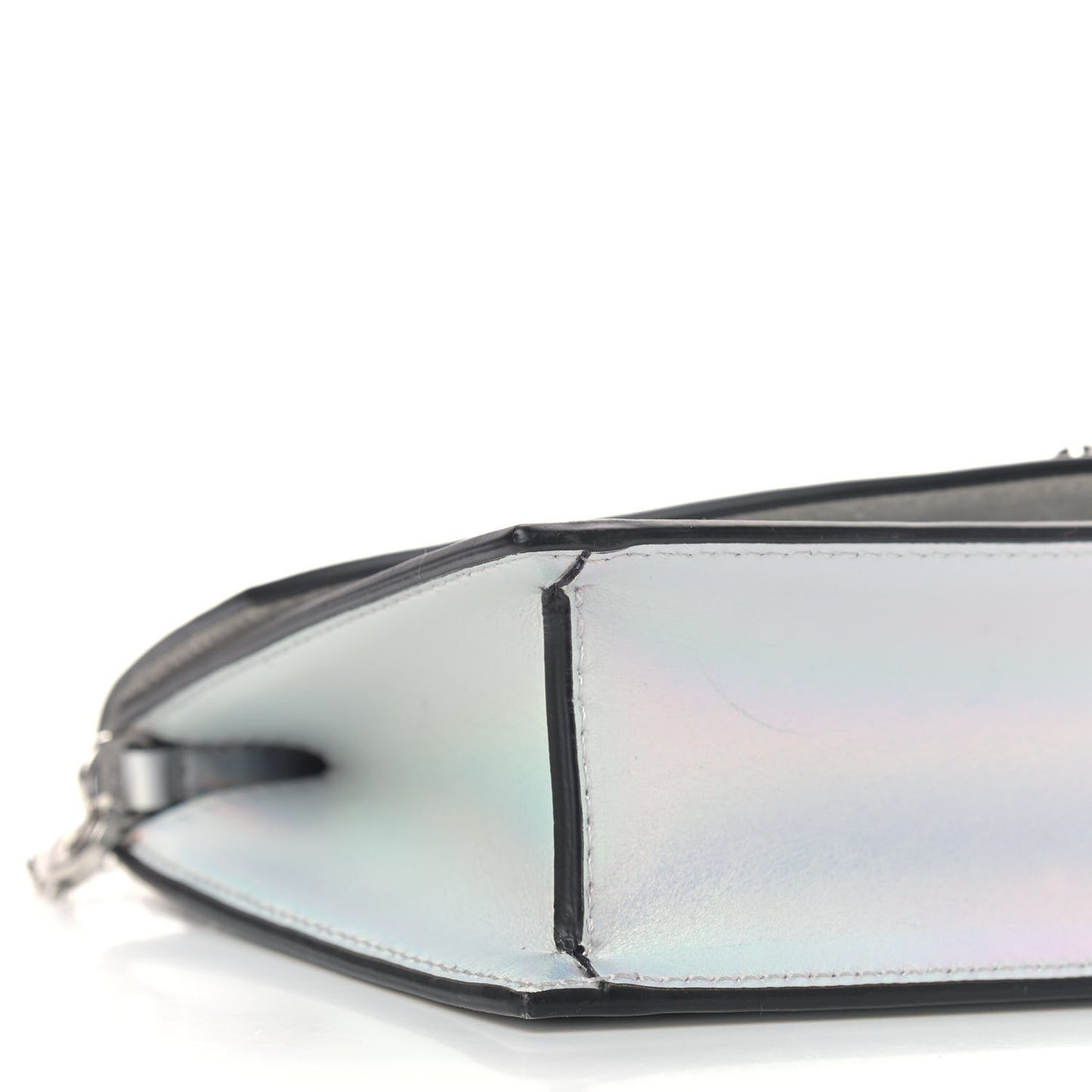 Iridescent Calfskin Loubi54 Crossbody Clutch Silver