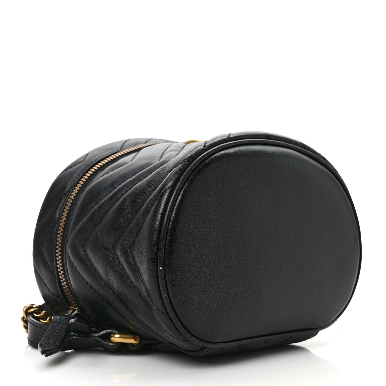Gucci Calfskin Matelasse Mini GG Marmont Round Backpack Black 4 of 14