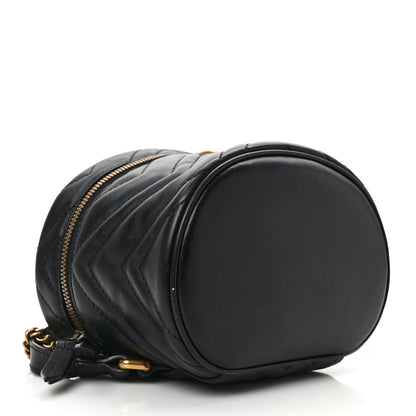 Gucci Calfskin Matelasse Mini GG Marmont Round Backpack Black 4 of 14