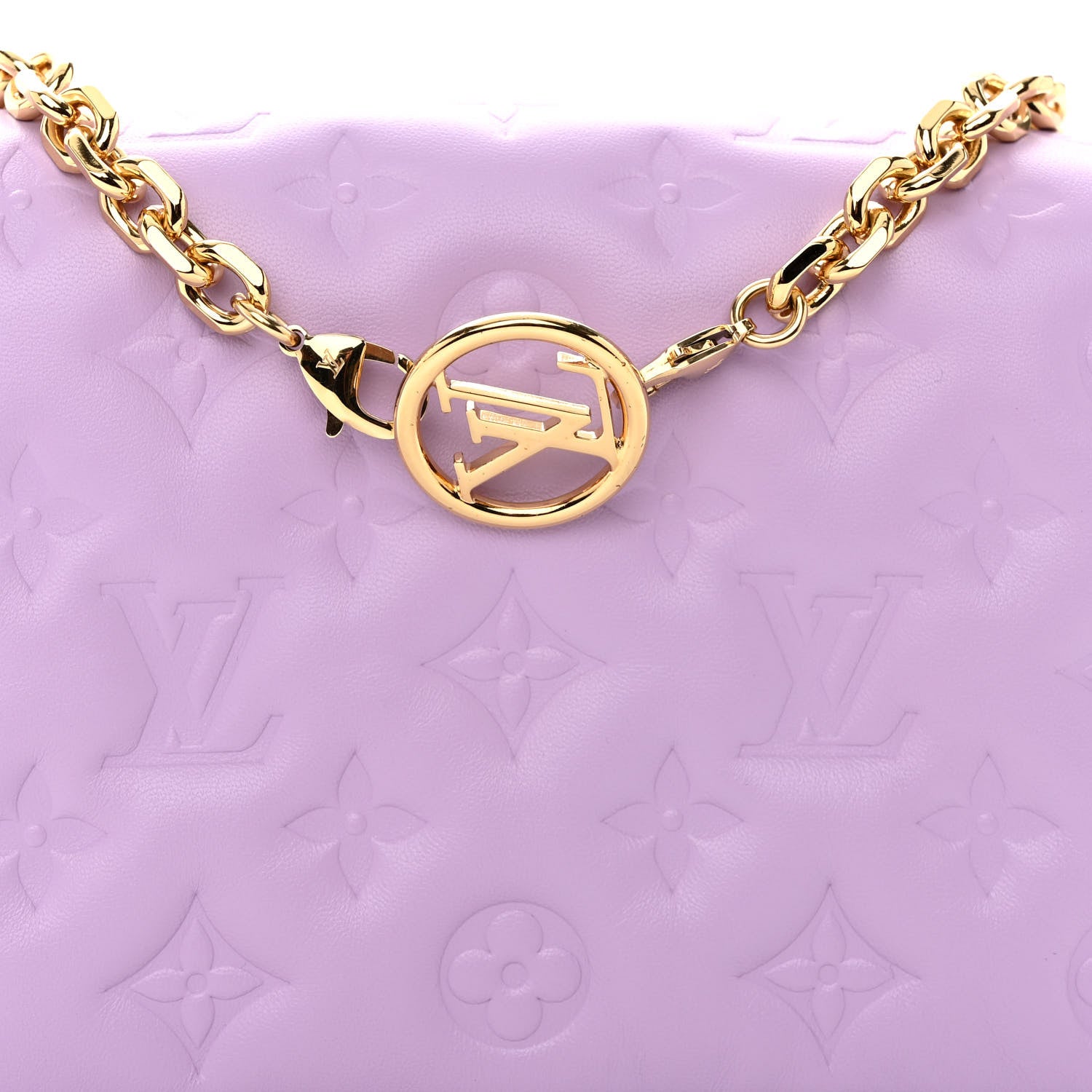 Louis Vuitton Lambskin Embossed Monogram Pochette Coussin Parme 12 of 17
