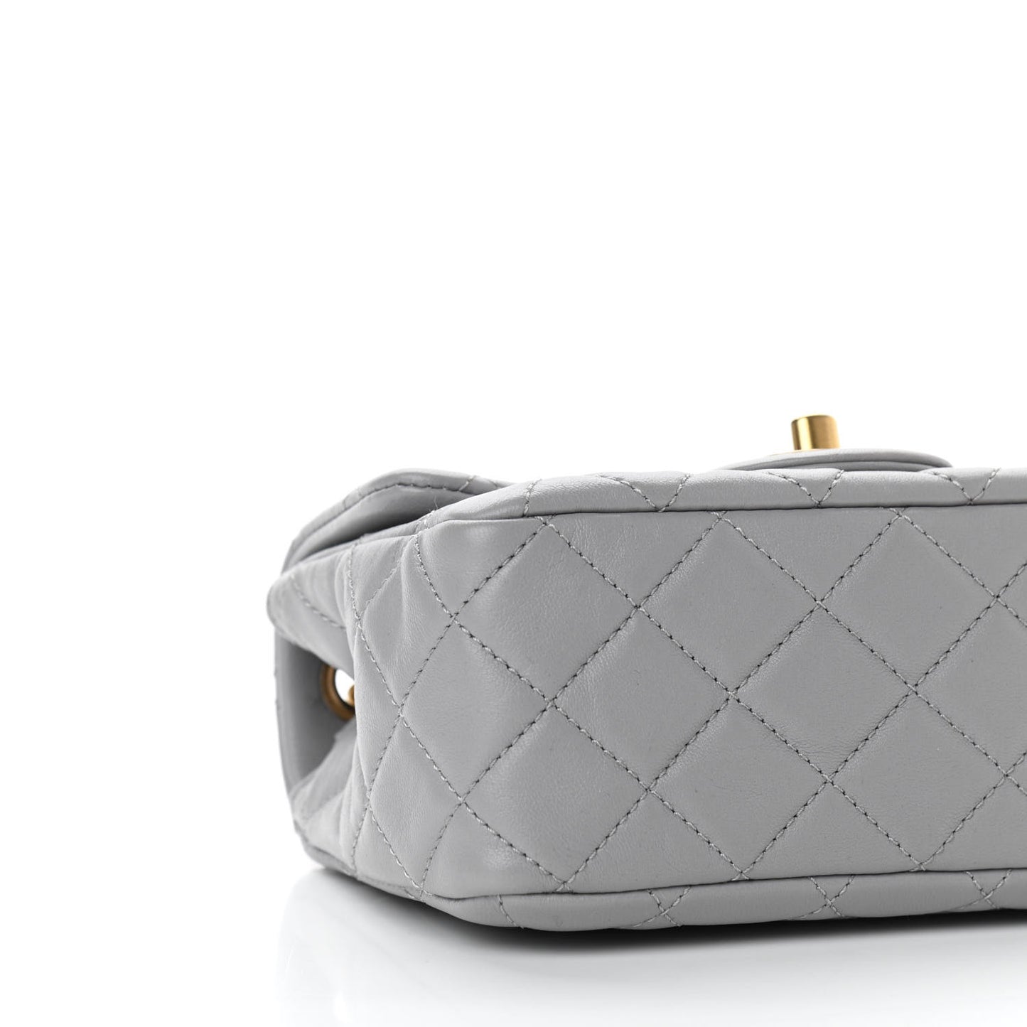 Lambskin Quilted Mini Pearl Crush Flap Light Grey