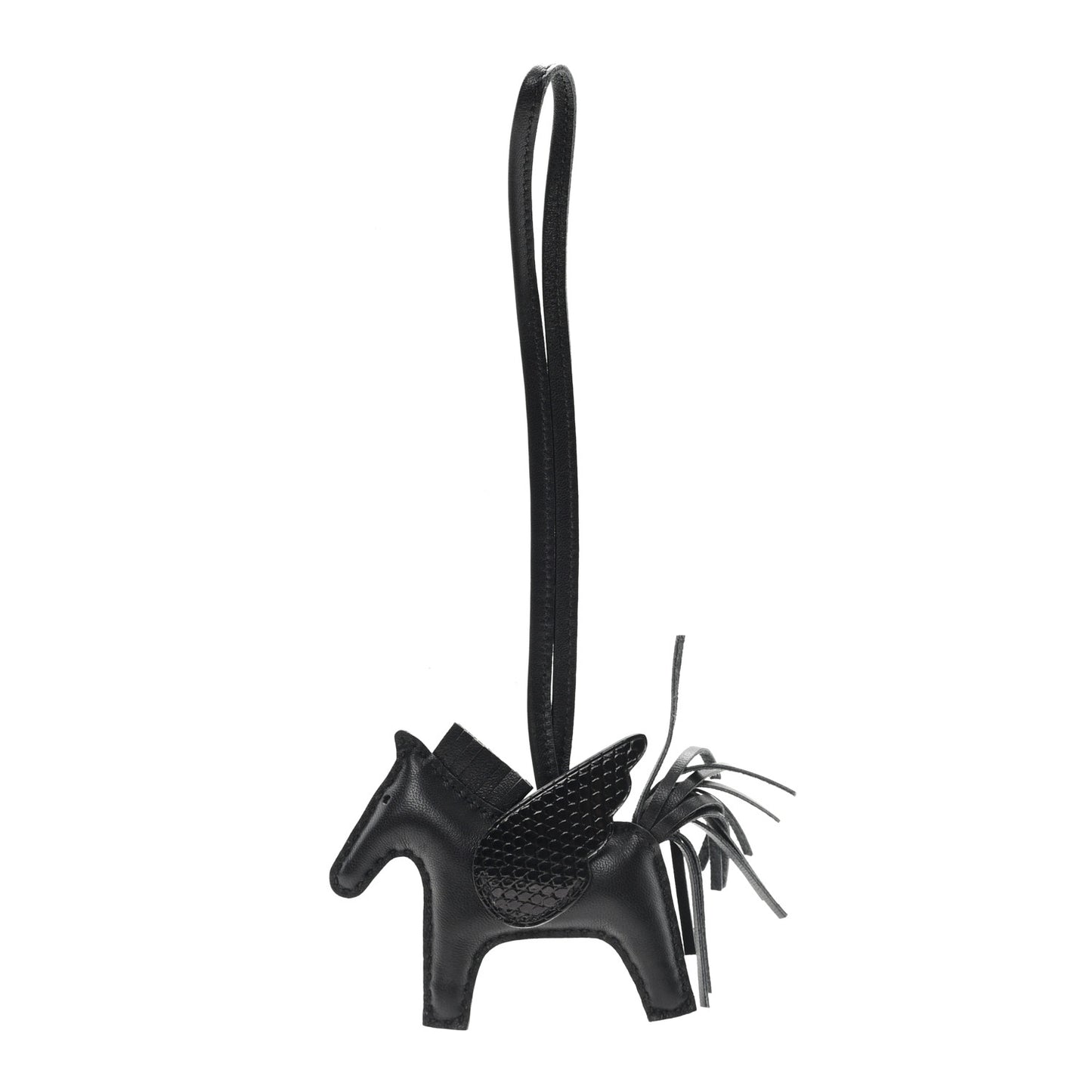 Milo Lambskin Lizard Touch Grigri Rodeo Pegase Horse Bag Charm PM So Black