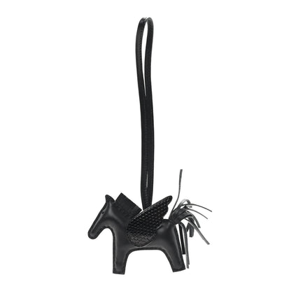 Hermes Milo Lambskin Lizard Touch Grigri Rodeo Pegase Horse Bag Charm PM So Black 1 of 5