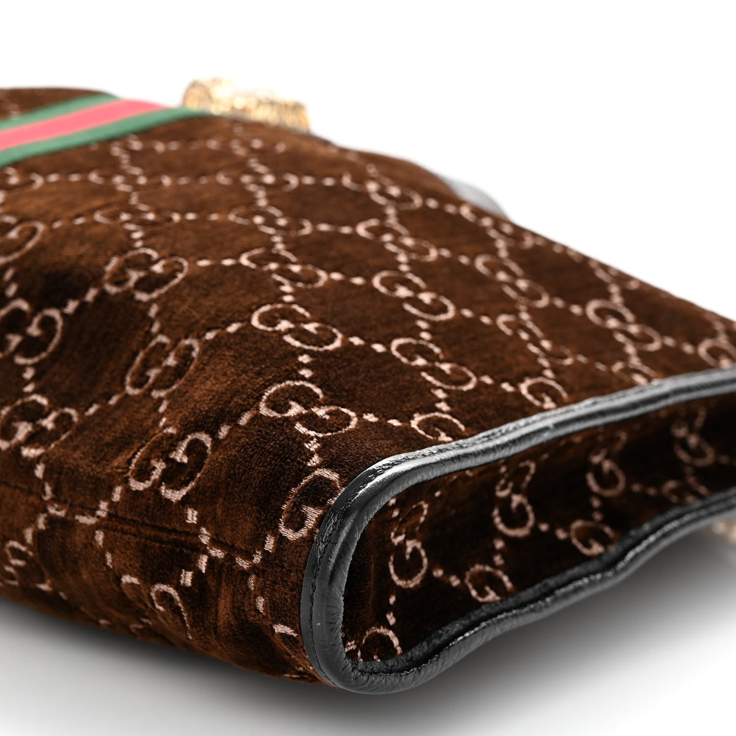 Velvet GG Monogram Large Rajah Chain Tote Brown