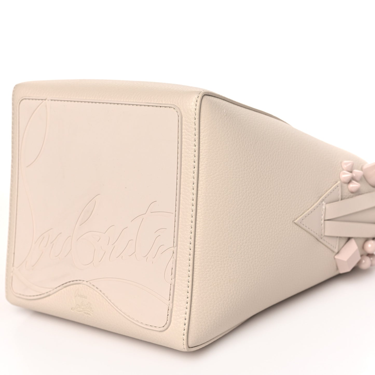 Calfskin Spiked Mini Cabachic Mini Bucket Bag Leche