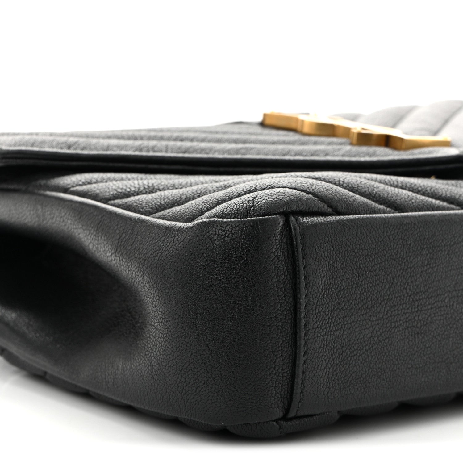 Saint Laurent Sheepskin Matelasse Chevron Monogram Medium College Bag Black 9 of 10