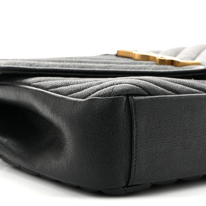 Saint Laurent Sheepskin Matelasse Chevron Monogram Medium College Bag Black 9 of 10