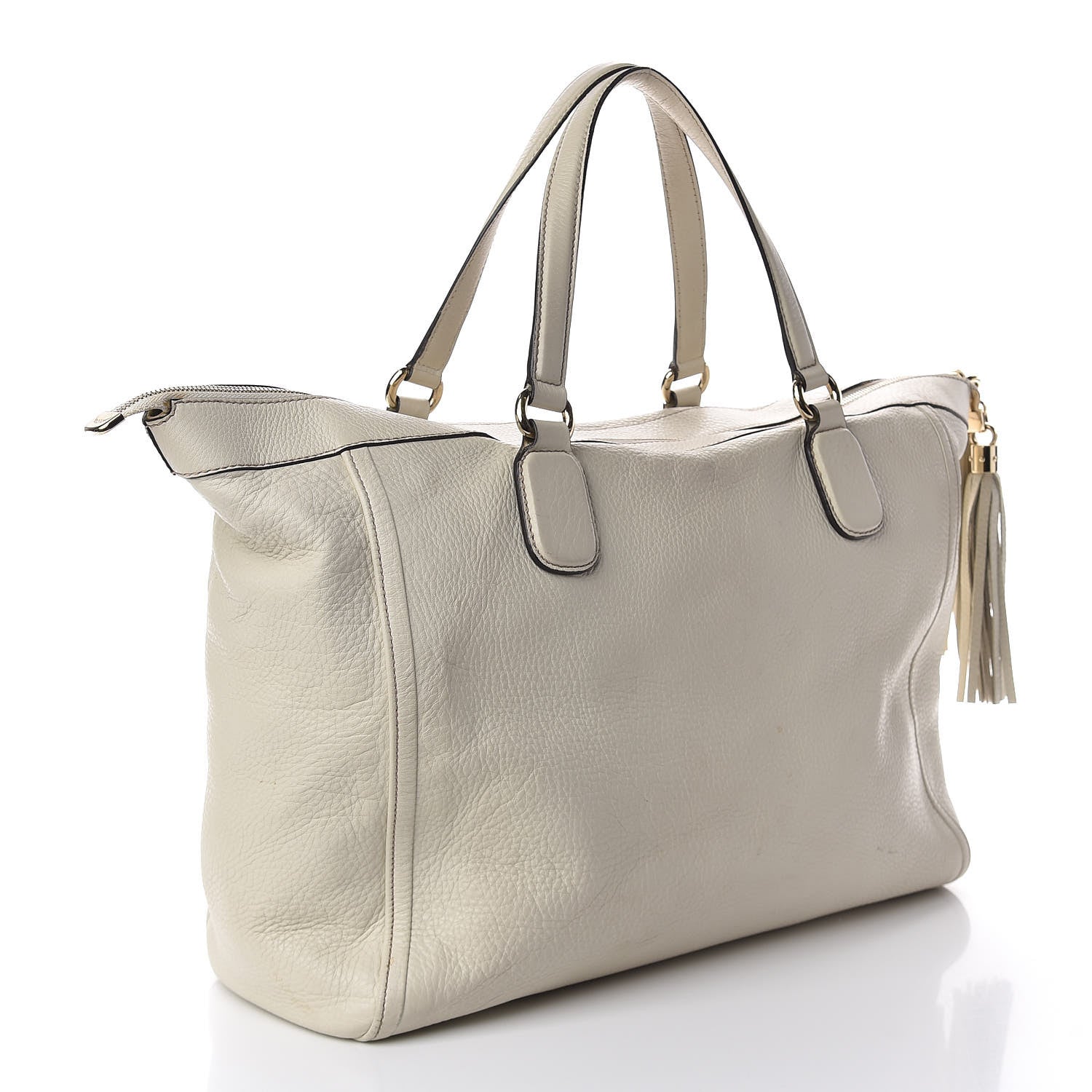 Gucci Pebbled Calfskin Large Soho Top Handle Bag Off White 3 of 19