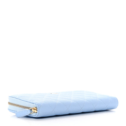 Chanel Caviar Quilted Large Gusset Zip Around Wallet Light Blue 4 of 8