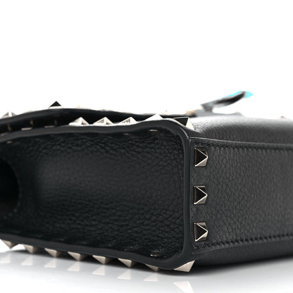 Valentino Garavani Pebbled Calfskin Medium Rockstud Flip Lock Crossbody Bag Black 7 of 8