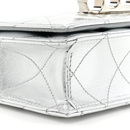 Alexander McQueen Metallic Lambskin Quilted Knuckle Shoulder Bag Silver 9 of 10