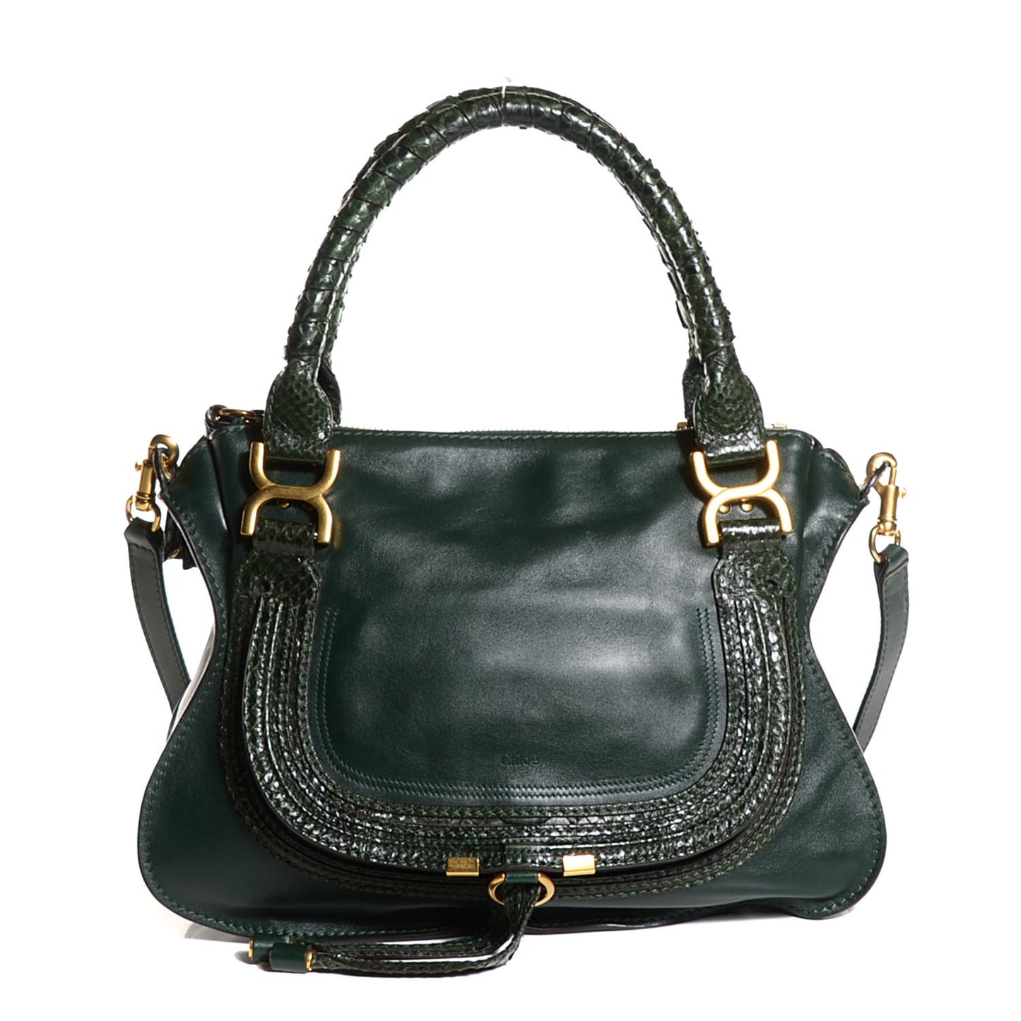Calfskin Python Medium Marcie Satchel Green Blue