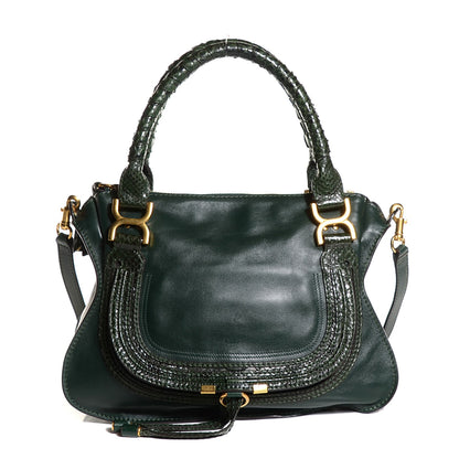 Chloe Calfskin Python Medium Marcie Satchel Green Blue 10 of 18
