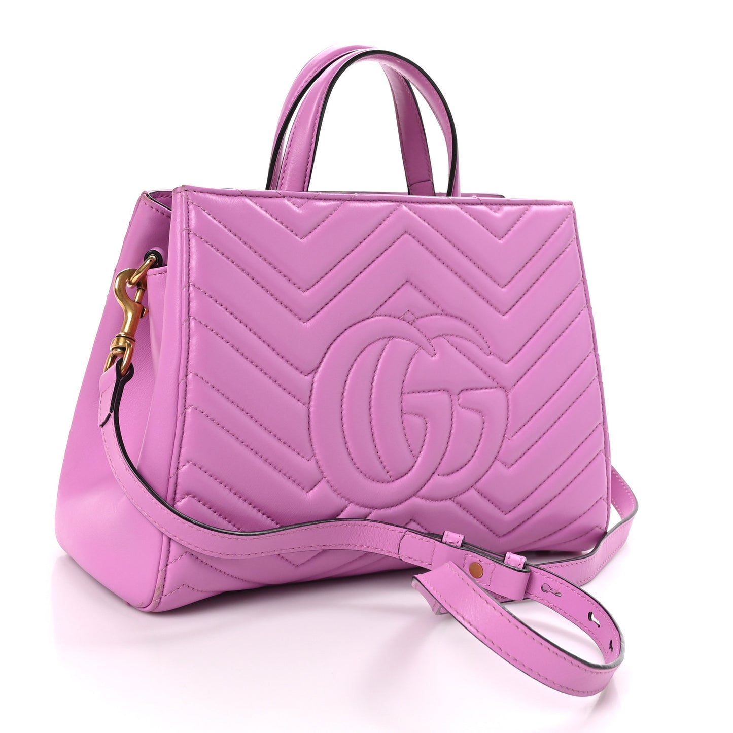 Calfskin Matelasse Small GG Marmont Tote Candy Mousse