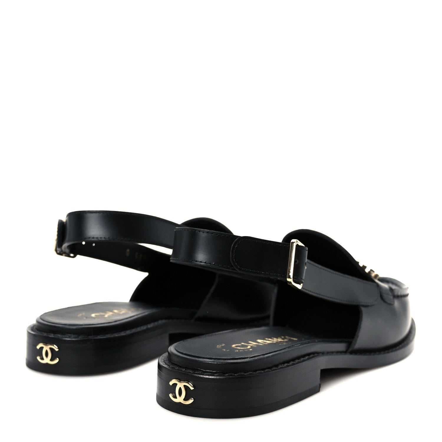 Chanel Calfskin Crystal Slingback Loafers 36 Black 5 of 9