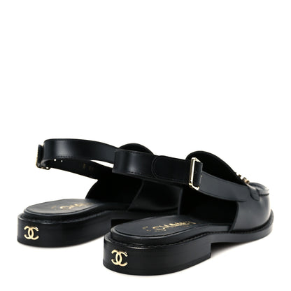 Chanel Calfskin Crystal Slingback Loafers 36 Black 5 of 9