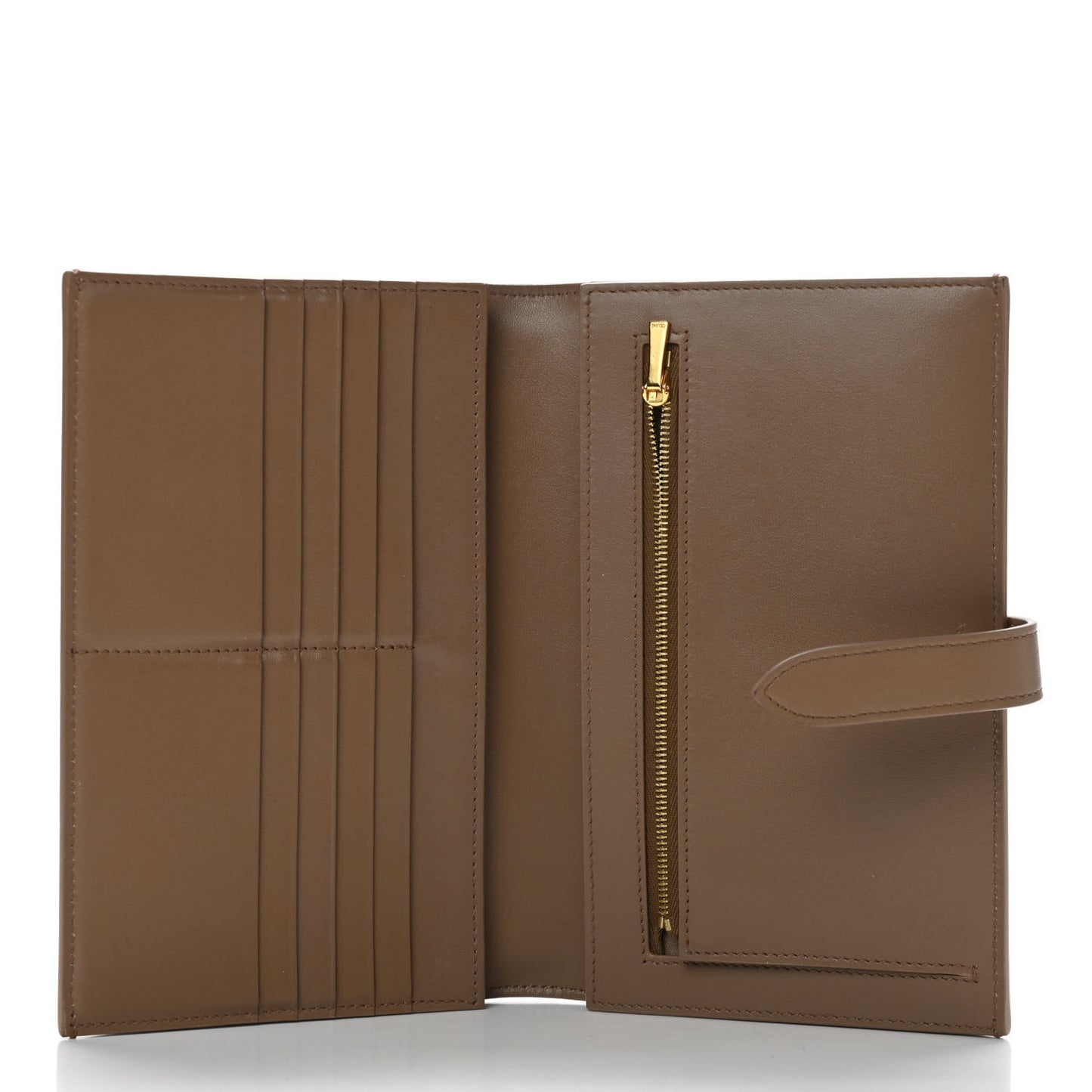 Grained Calfskin Large Multifunction Strap Wallet Taupe