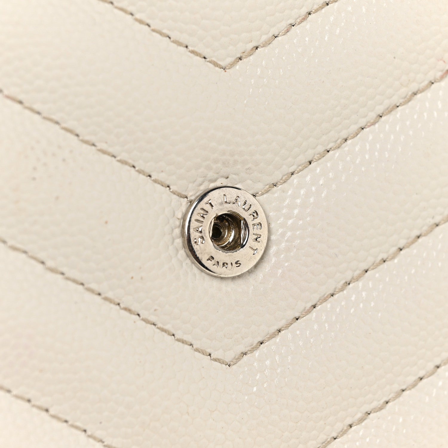 Saint Laurent Grain De Poudre Matelasse Chevron Monogram Chain Wallet Icy White 13 of 19