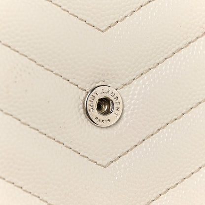 Saint Laurent Grain De Poudre Matelasse Chevron Monogram Chain Wallet Icy White 13 of 19