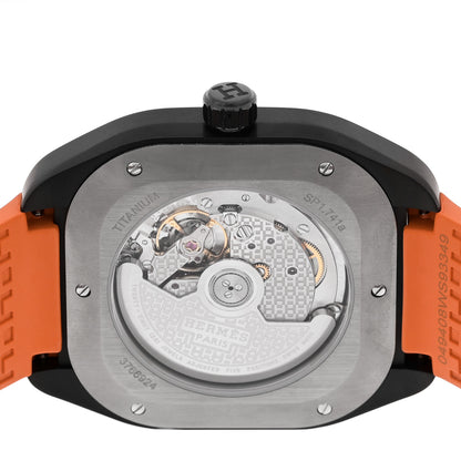 Hermes DLC Coated Titanium Rubber 39mm H08 Automatic Watch Orange 4 of 5