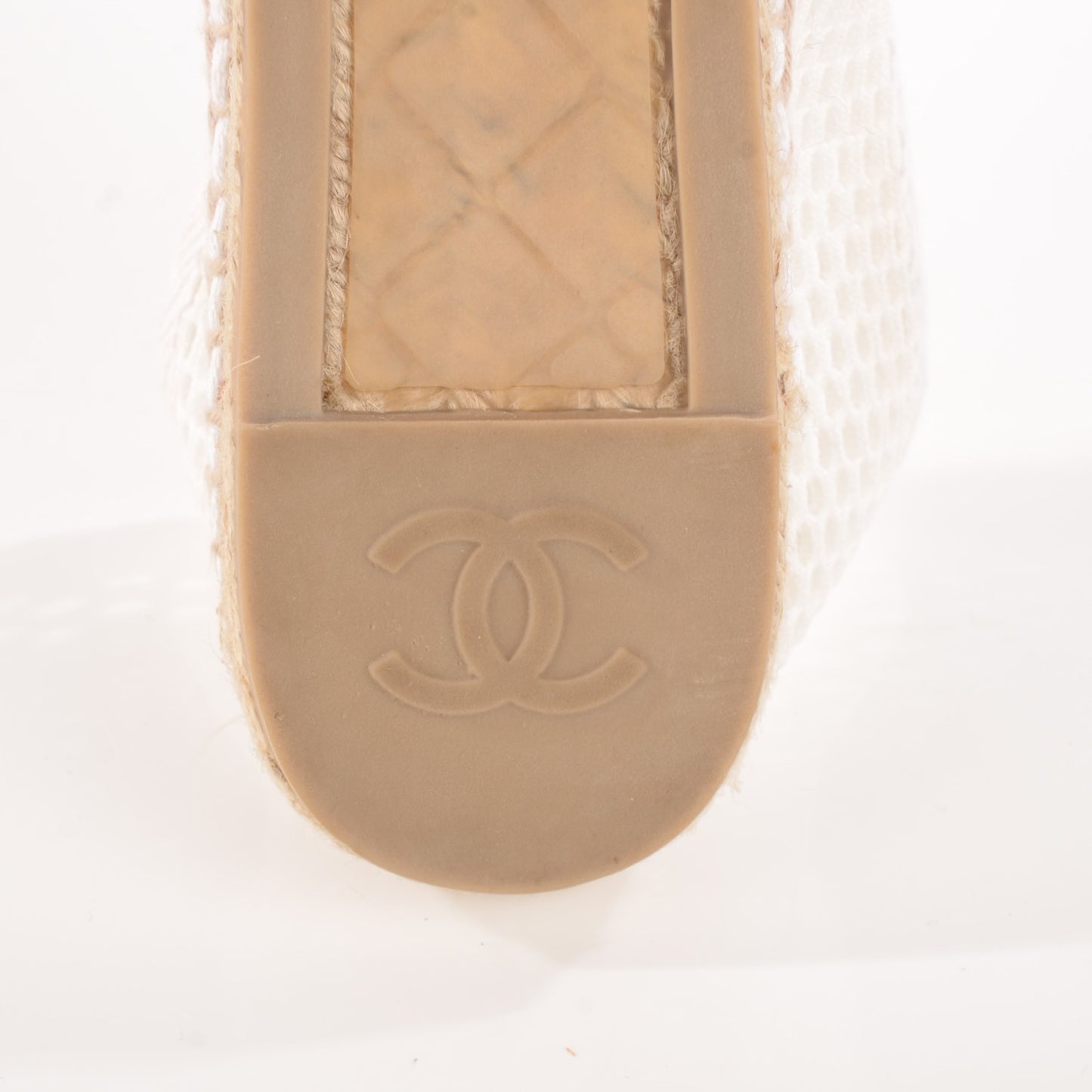 Mesh Lambskin Espadrilles 39 White Black