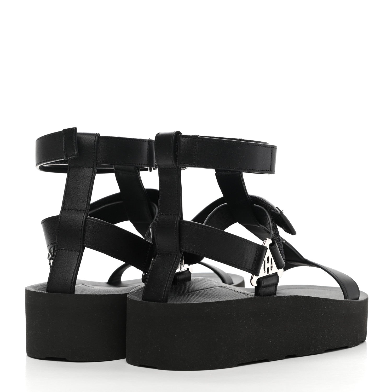 Hermes Calfskin Womens Enid Sandals 38 Black 4 of 10