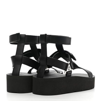 Hermes Calfskin Womens Enid Sandals 38 Black 4 of 10