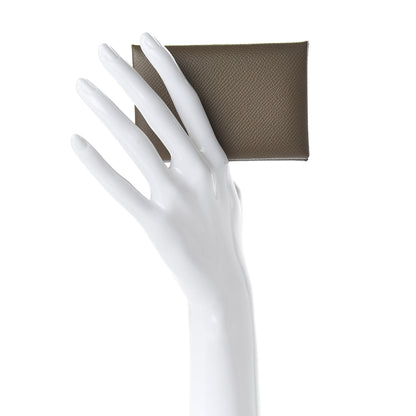 Hermes Epsom Calvi Card Case Etoupe 2 of 7