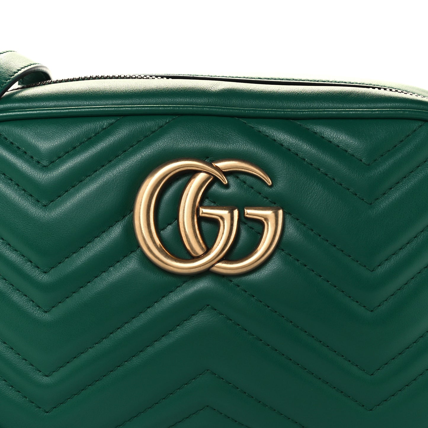 Calfskin Matelasse Small GG Marmont Chain Shoulder Bag Emerald Green