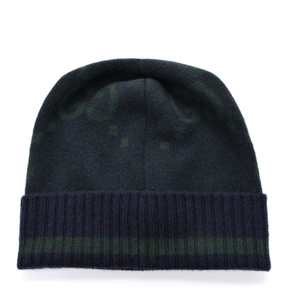 Gucci Cashmere Jacquard Monogram Jumbo GG Canvy Hat Beanie Hat M Blue Ivory 3 of 6